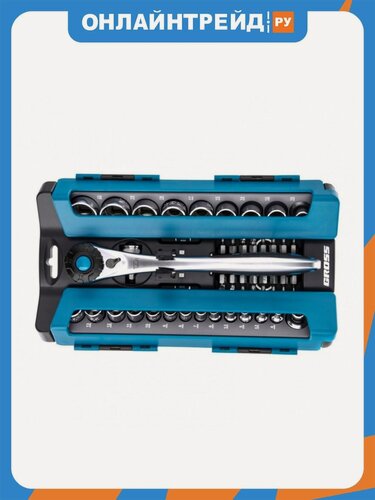 Изображение товара Набор инструментов Gross 14143 1/2", 1/4", CrV, трещотка 120 зубьев, 41 предмет