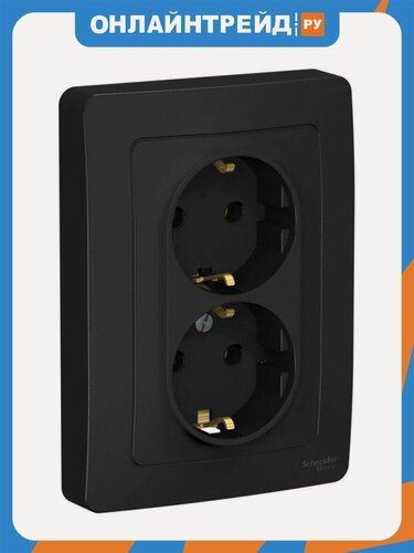 Изображение товара Розетка Systeme Electric (schneider Electric) SCHNEIDER ELECTRIC 2-ая с/з без шторок, 16А, 250В SE Blanca Антрацит BLNRS001026