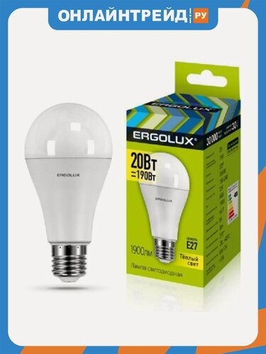Изображение товара Светодиодная лампа Ergolux LED-A65-20W-E27-3K