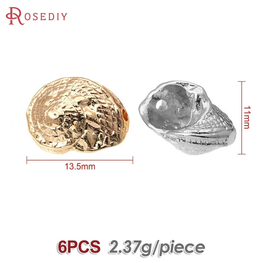 Подвески-ракушки Rosediy из латуни цвета золота Platinum Color, 13.5x11MM 6PCS