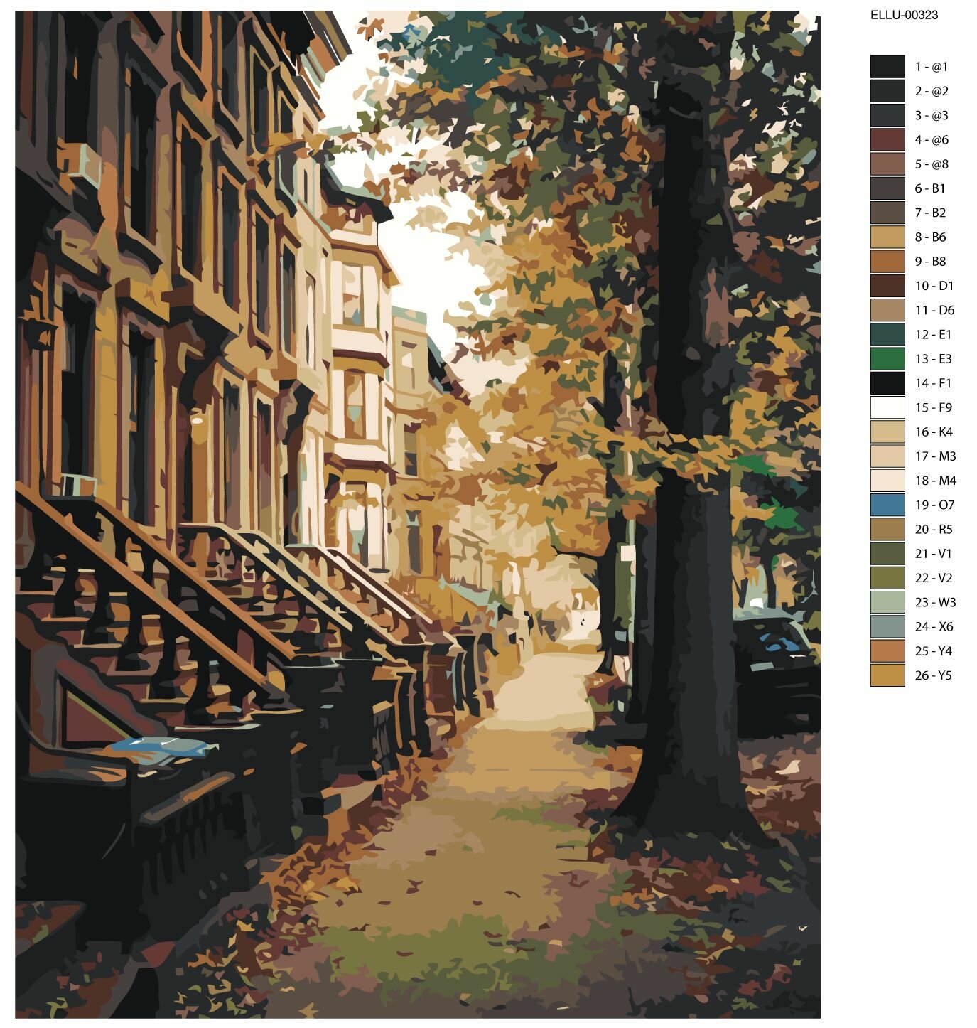 Картина по номерам, 40 x 50, ELLU-00323, осенняя улица