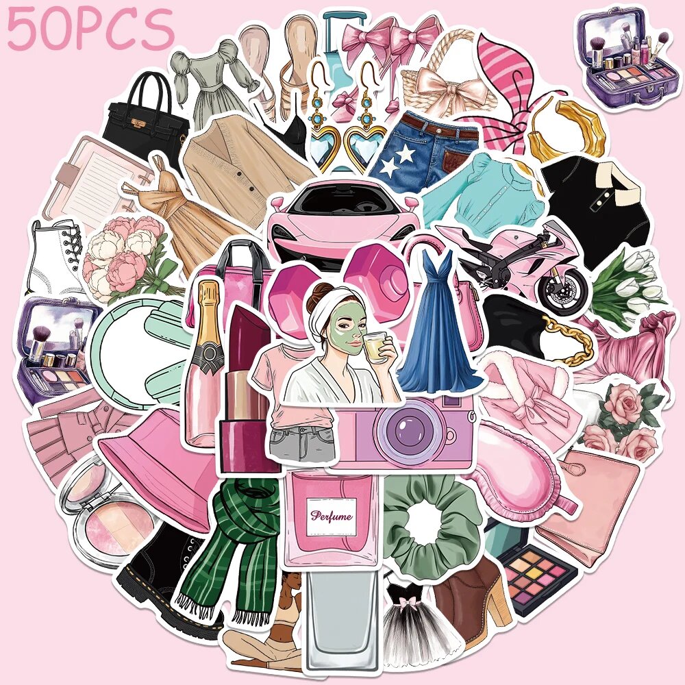 50 шт, наклейки на тему девушки, наклейки для телефона, ноутбука, скрапбукинга, чемодана, скейтборда, сделай сам, эстетические водонепроницаемые наклейки, креативные подарки