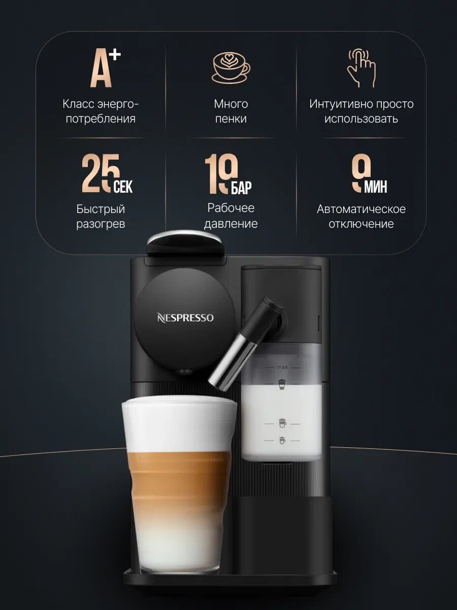 Капсульная кофемашина De'Longhi Lattissima One EN510. B, черный — фото 1