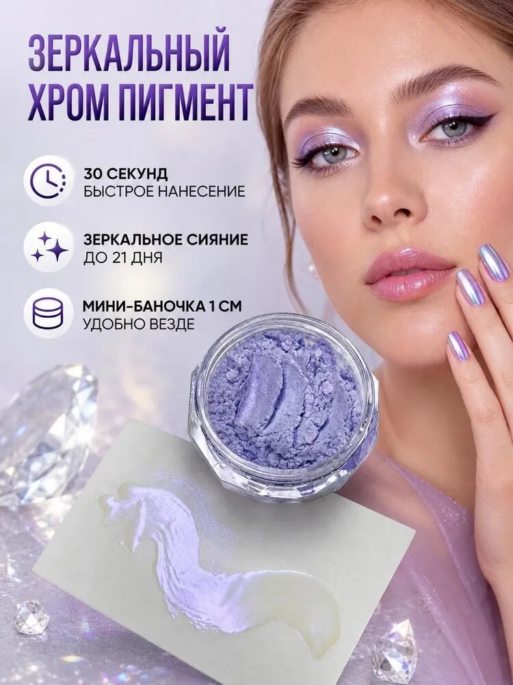 Металлическая втирка зеркальная пигмент для ногтей