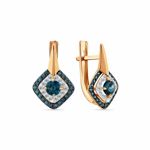 фото Серьги diamant online, красное золото, 585 проба, лондон топаз, фианит, длина 1.7 см, , голубой