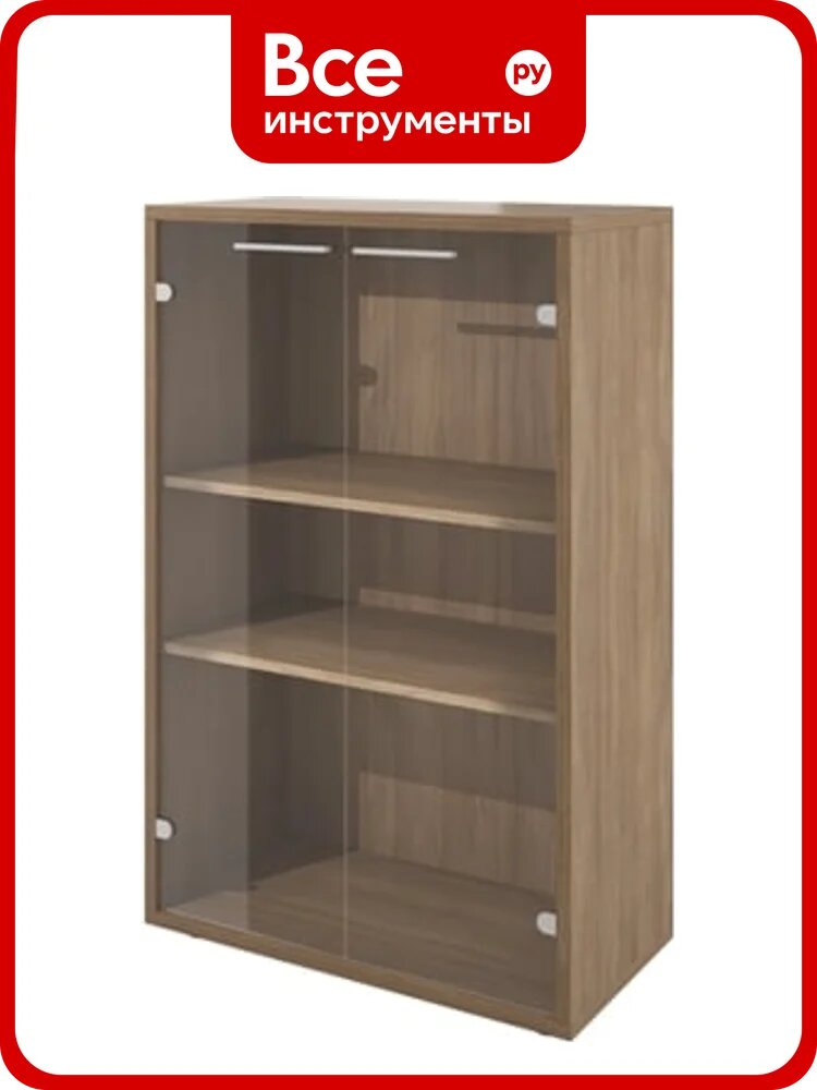 Шкаф Монолит Дублин низкий 800x400x1250 стекло прозрачное Дуб кофейный37