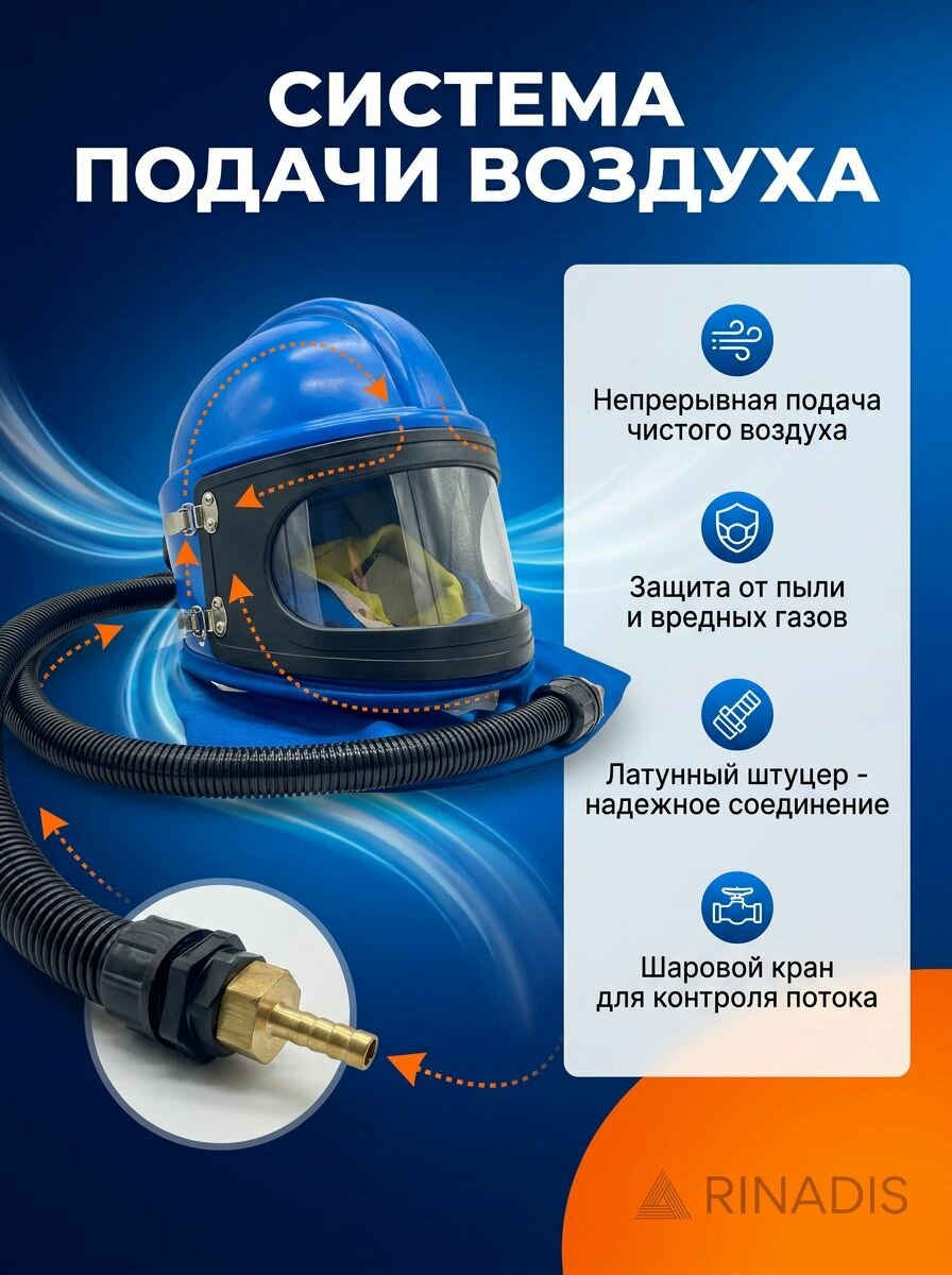 RINADIS Шлем пескоструйщика Вектор Дуговая маска