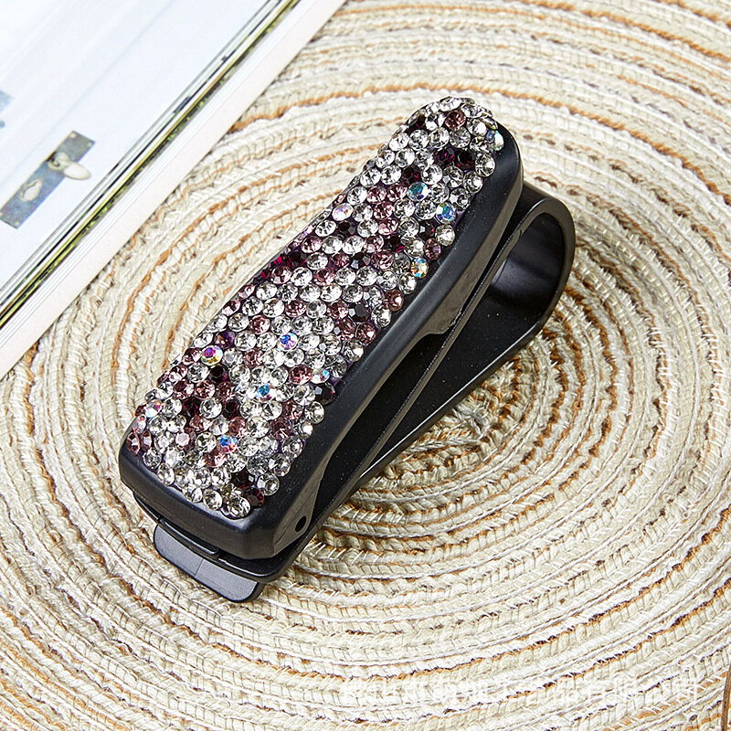 Многофункциональный стразовый держатель для солнцезащитного козырька автомобиля с хрустальными вставками для очков и