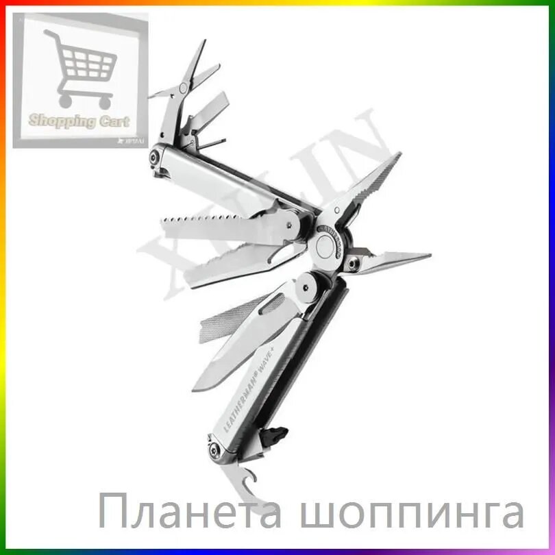 Тактический мультитул Leatherman Wave Plus с 17 функциями и чехлом