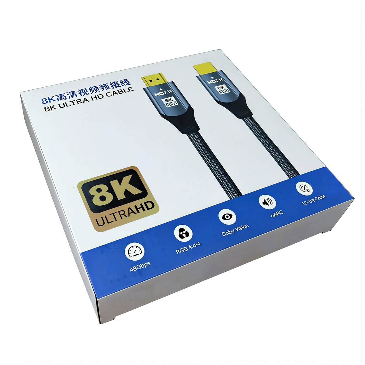 Кабель HDMI 2.1 8K 2 метра высокая плотность плетения экологичный ПВХ устойчив к изгибам передача стабильного сигнала для всех совместимых устройств, Серая плетёная оболочка, медная, 3 метра, HDMI 2.1