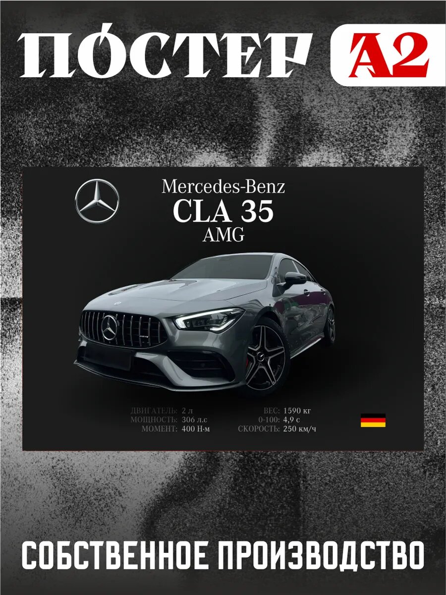 Постер на стену интерьерный А2 Mercedes-Benz CLA 35 AMG мерс
