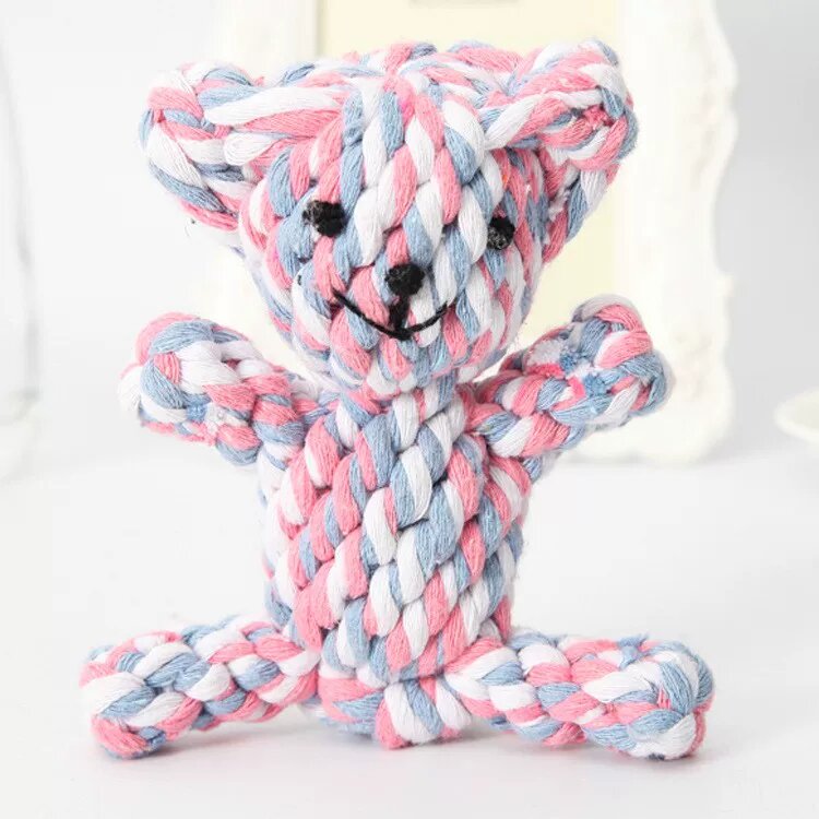 Плетеная хлопковая веревочная игрушка для собак - форма медведя (18x15см)