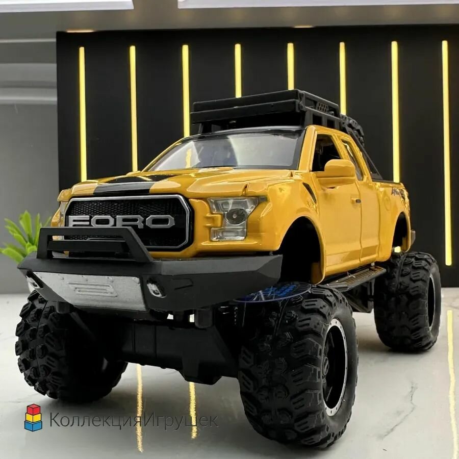 Машинка-коллекционер Ford F-150 Raptor 1:32, металлическая, со звуковыми и световыми эффектами, инерционным механизмом, для детей и коллекционеров