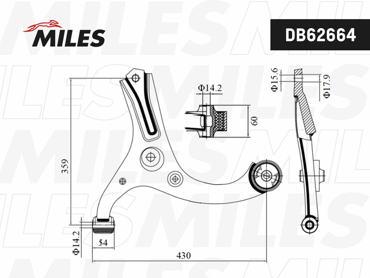 MILES Рычаг независимой подвески колеса, подвеска колеса JAC JS4 / MOSKVICH MOSKVICH 3 (JAC S4) DB62664