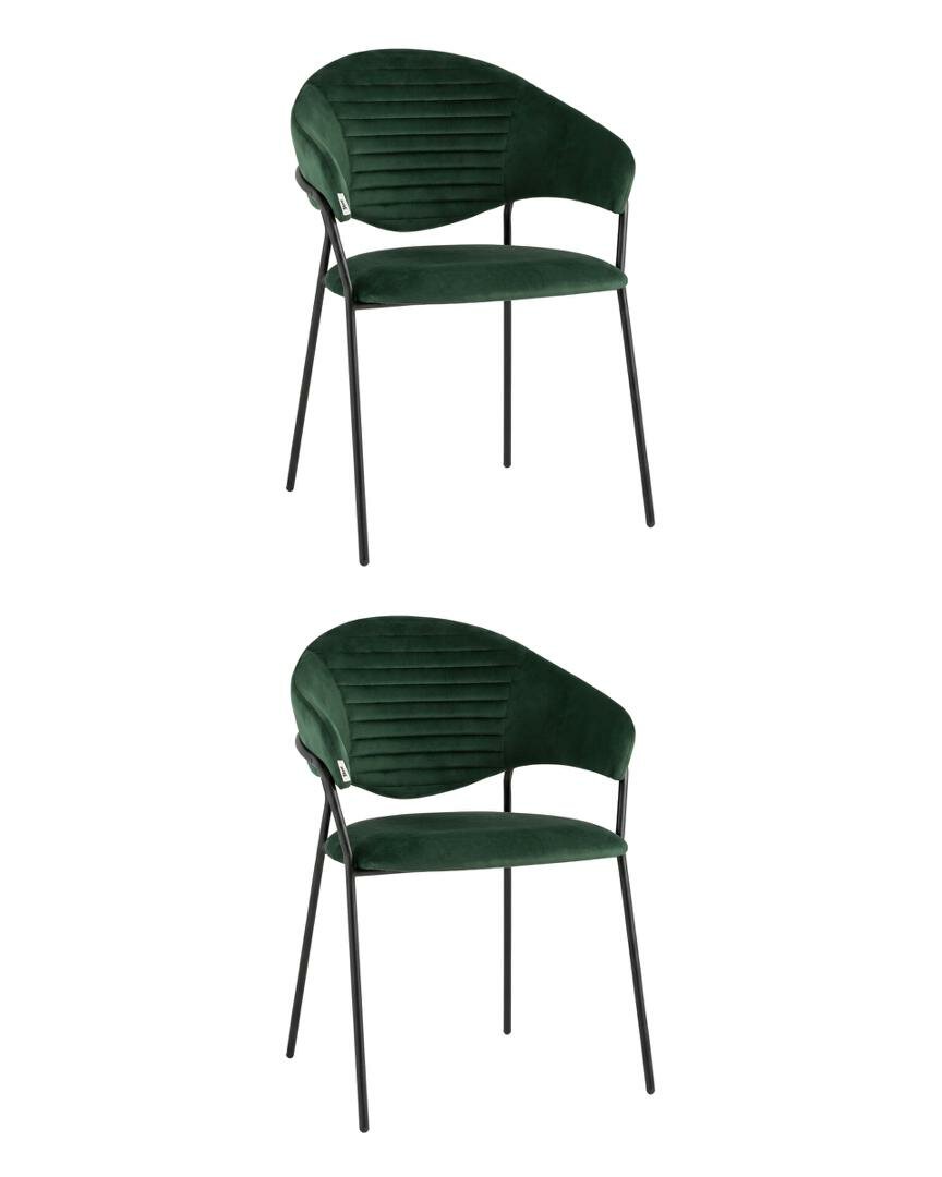 Комплект Stool Group Стул Алексис велюр зелёный, опора черный муар (набор 2 шт) арт. УТ000042908