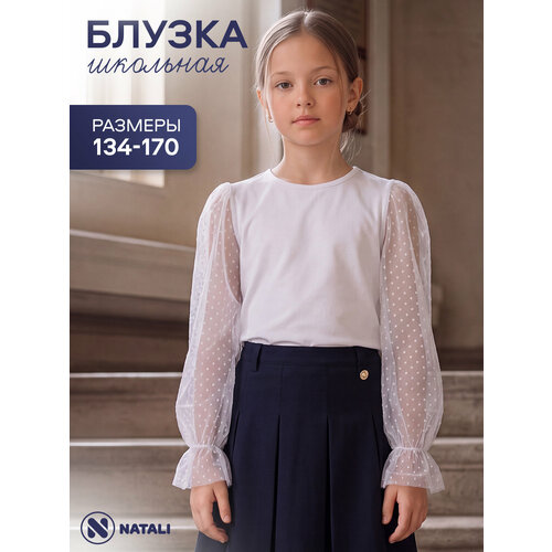 фото Школьная блуза натали суслова, размер 158, белый