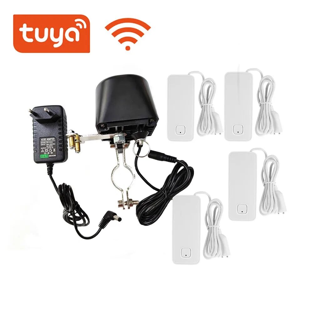 Tuya WIFI Манипулятор 3/4" Трубопровод Интеллектуальная связь с датчиком воды 4шт Против утечек воды