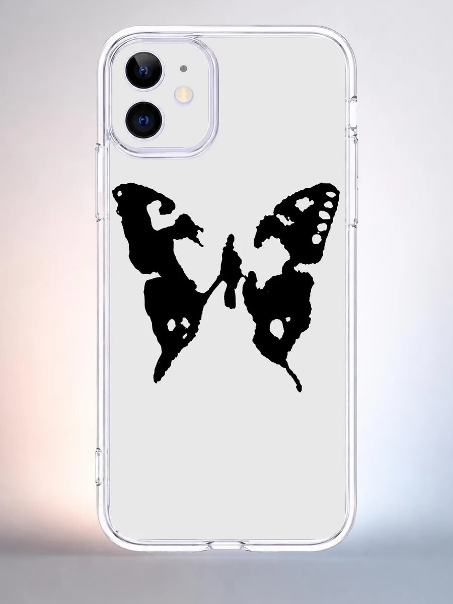 Чехол iPhone 11 бабочка силиконовый прозрачный