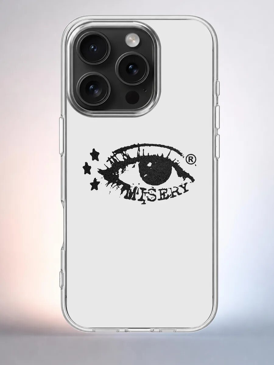Чехол iPhone 15 Pro глаз misery силиконовый прозрачный