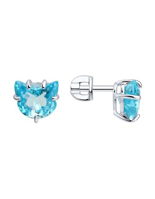 Серьги пусеты серебро, 925 проба, родирование, фианит
