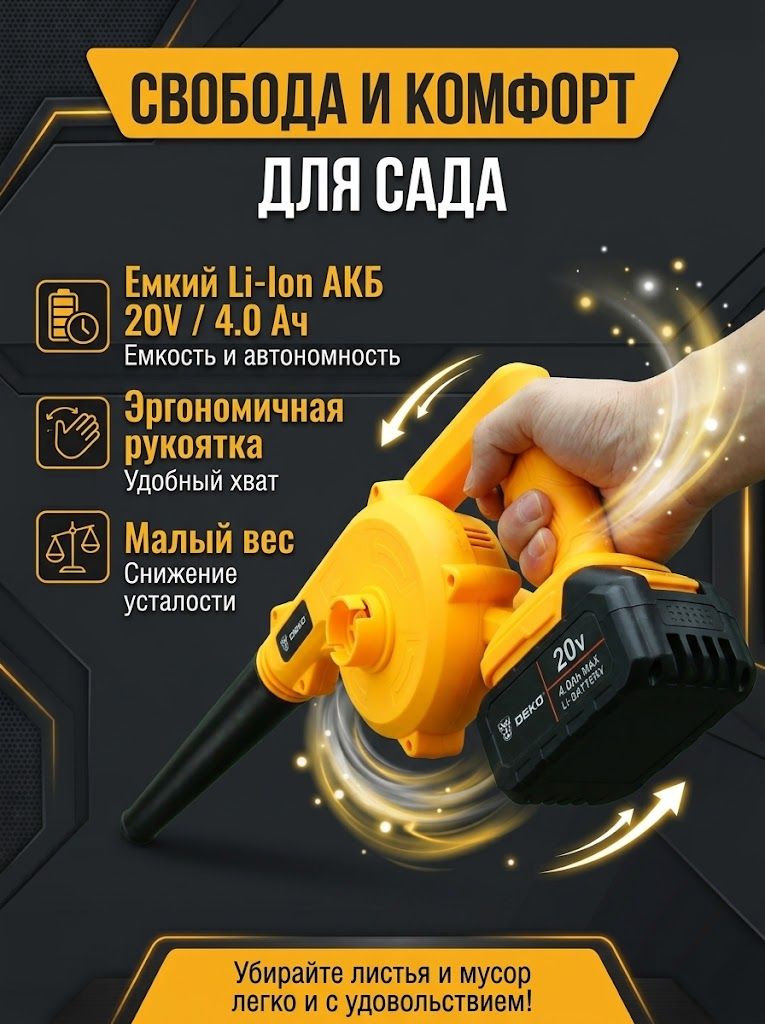 Воздуходувка садовая аккумуляторная DEKO DKBL20