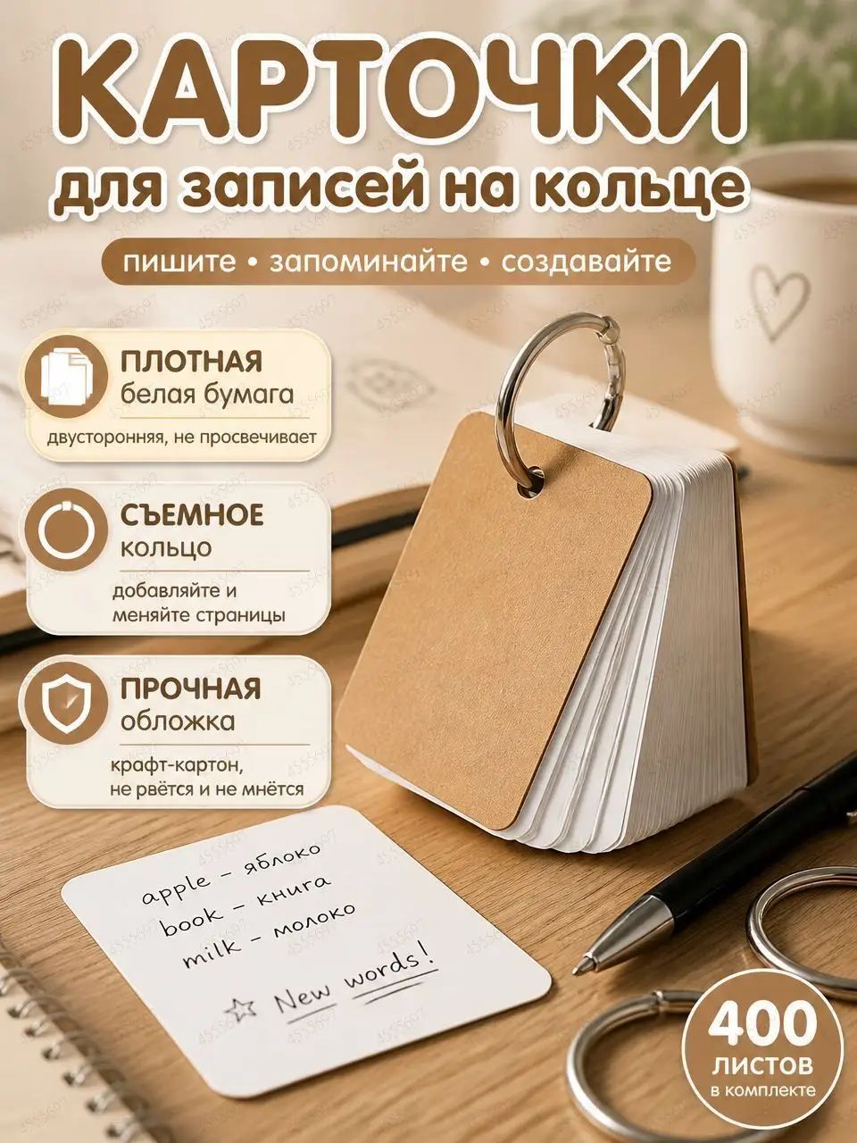 Бумага для заметок 4 шт, листов: 100