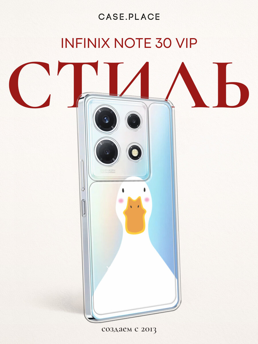 Чехол на Infinix Note 30 VIP / Инфиникс Нот 30 VIP с принтом Портрет гуся, прозрачный
