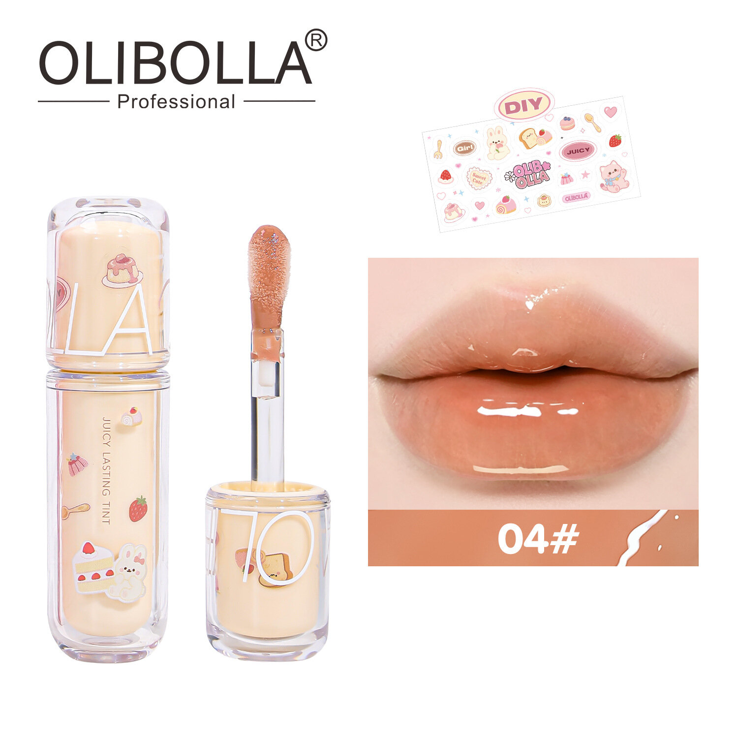 Блеск‑тинт для губ OLIBOLLA DIY, 6 оттенков, зеркальный увлажняющий, мягкая кисточка, долговременный эффект
