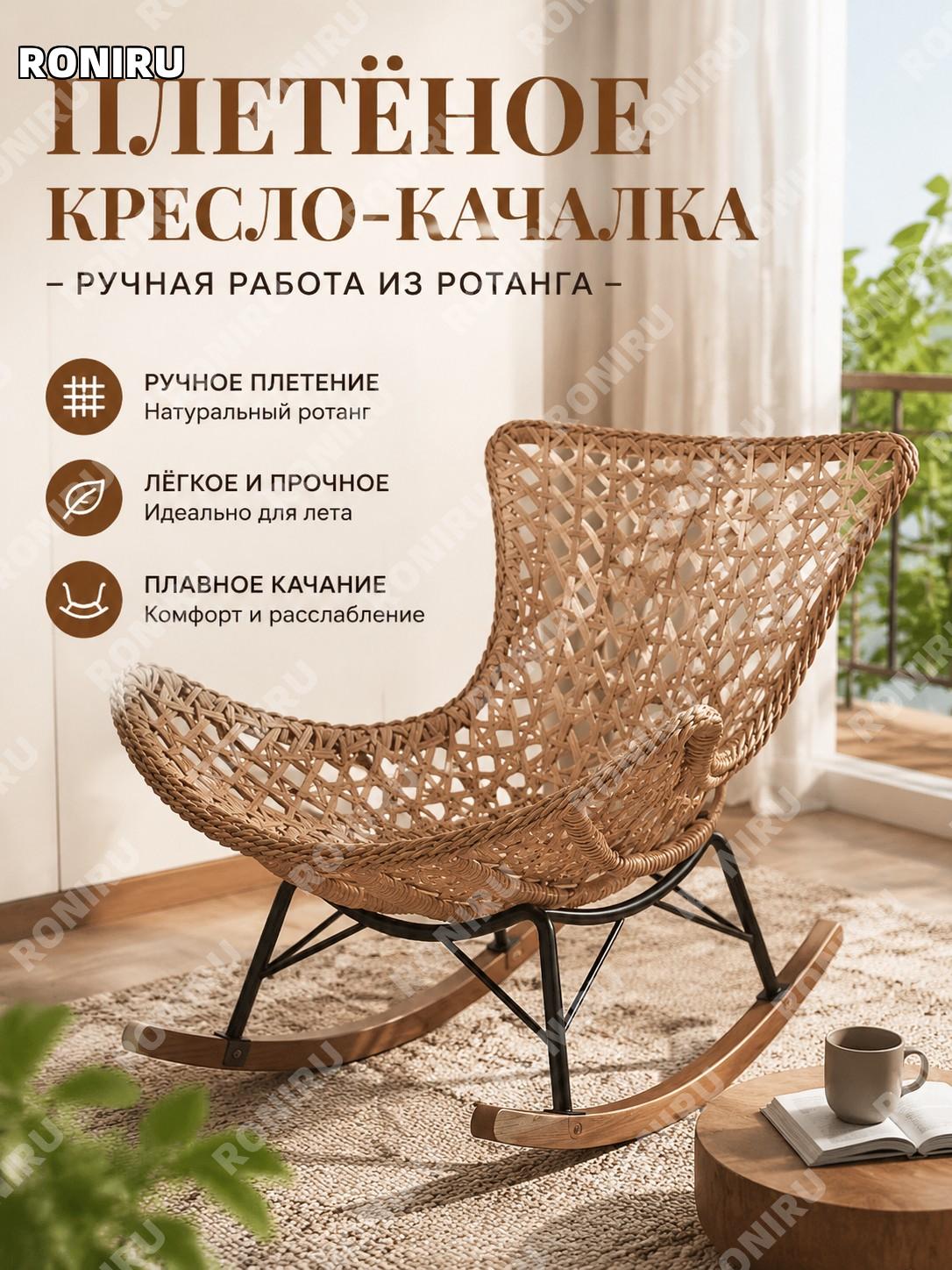 Кресло-качалка ручной плетёной модели для дома, летняя версия, кресло для отдыха из каучукового дерева на балконе
