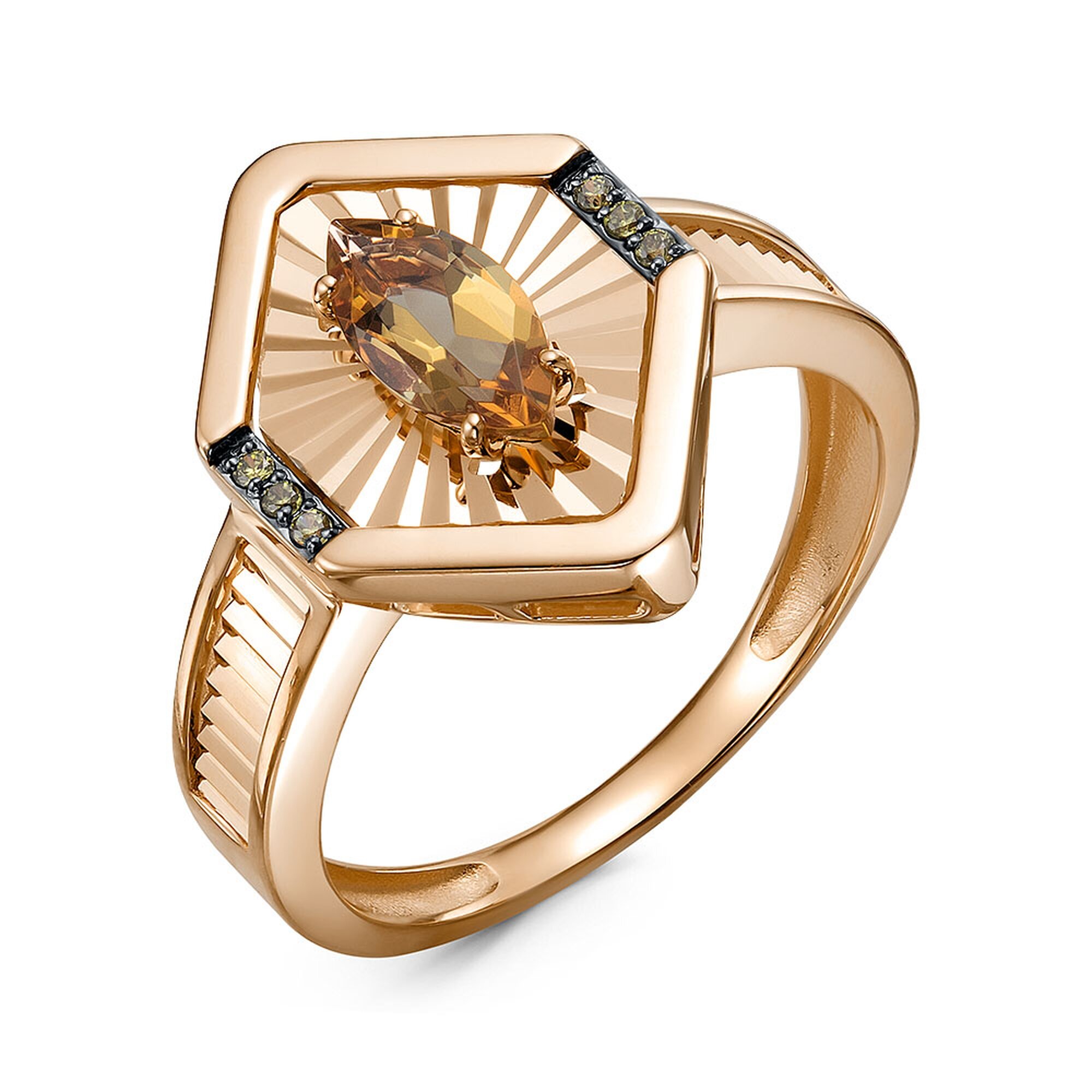 Кольцо Diamant online, красное золото, 585 проба, фианит, султанит