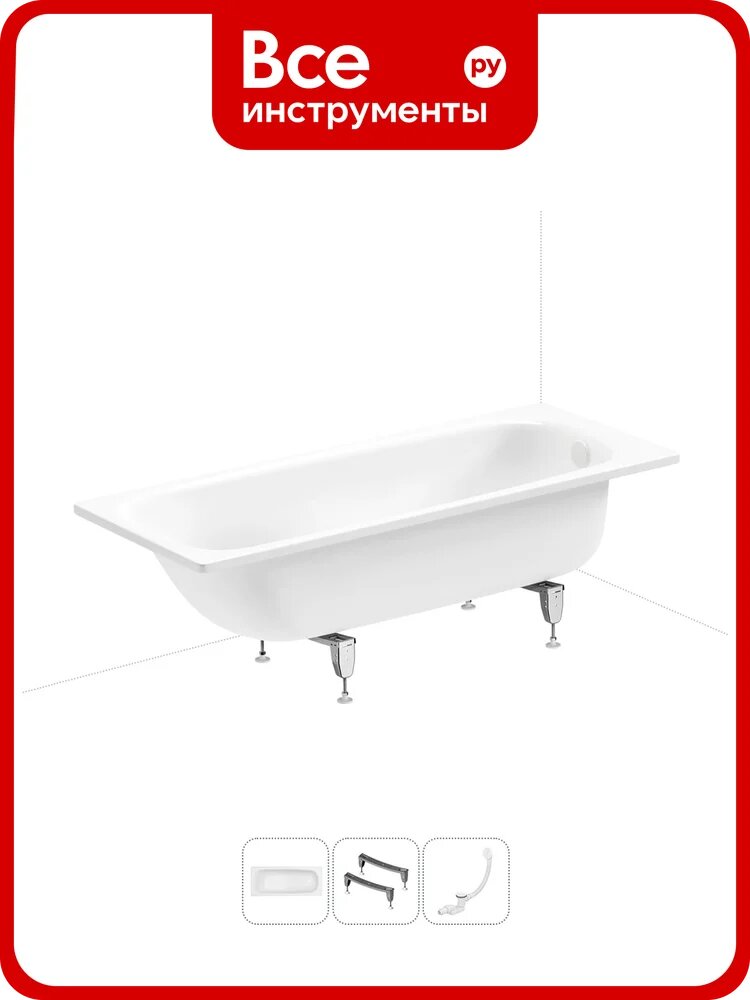 Стальная ванна 170х70 см с шумоизоляцией Sanitana BLB Universal 20220718R в наборе 3 в 1 20220718R
