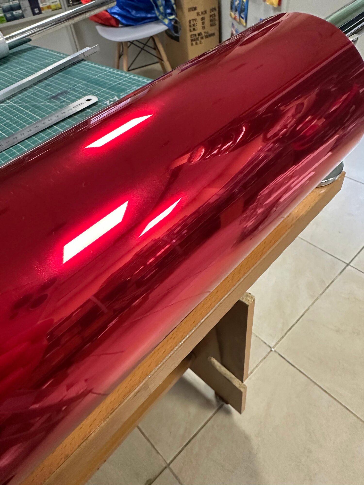 Пленка самоклеящаяся Зеркальный Хром красный Premium stretch для авто, мебели и дизайна 10х152см/пленка виниловая FIVE5STAR