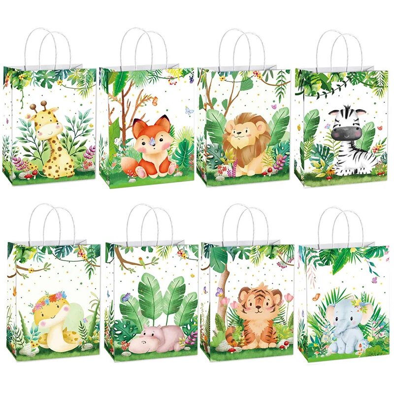 Подарочные пакеты с животными джунглей 8/16 шт 16pcs