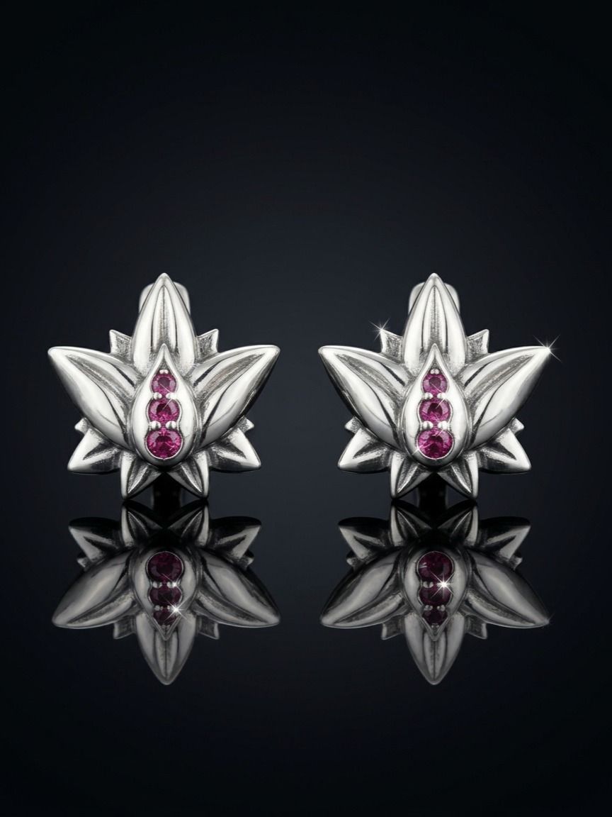 Серьги BARTE, серебро, 925 проба, оксидирование, родолит