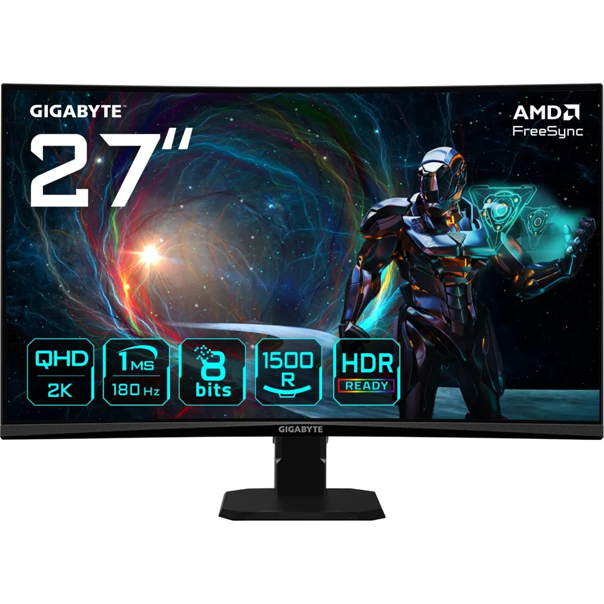Gigabyte 27" Монитор Монитор 27" Gigabyte GS27QCA EU (20VM0-GS27QCABM-2EUR), VA, 2560x1440 2K, 180 Гц, Изогнутый экран, черный