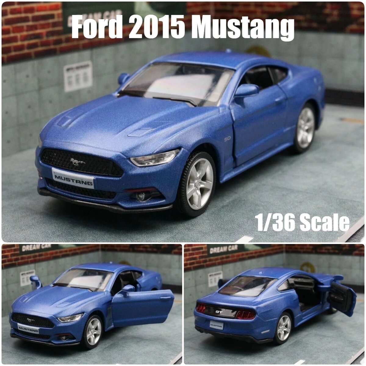 Модель Ford Mustang 2015, 1/36, Синий матовый