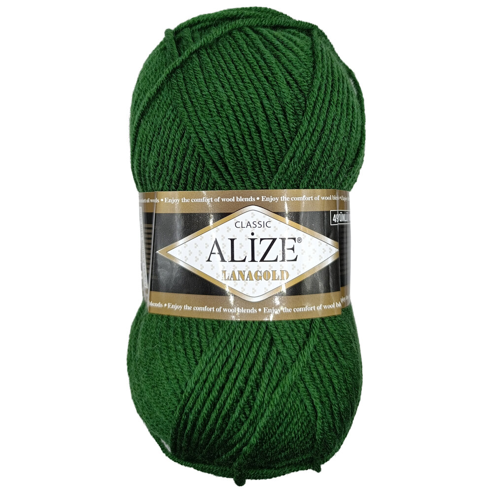 Пряжа для вязания Alize Lanagold classic 118 темно-зеленый 100 гр/240 м 49% шерсть, 51% акрил