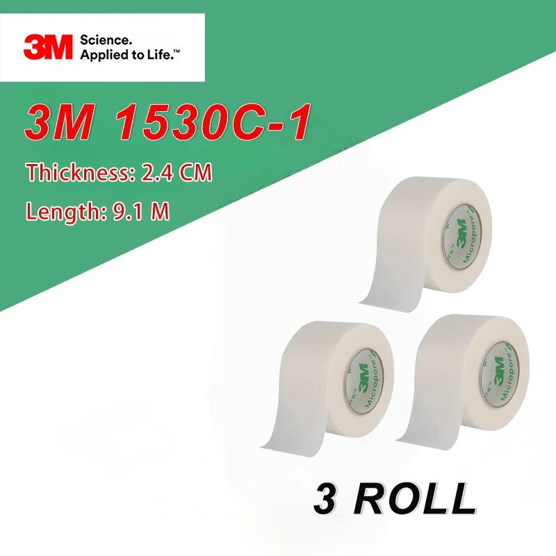 3M Микропоровая хирургическая лента 1530 белая Зеленый, 3 Roll 3M 1530C 1