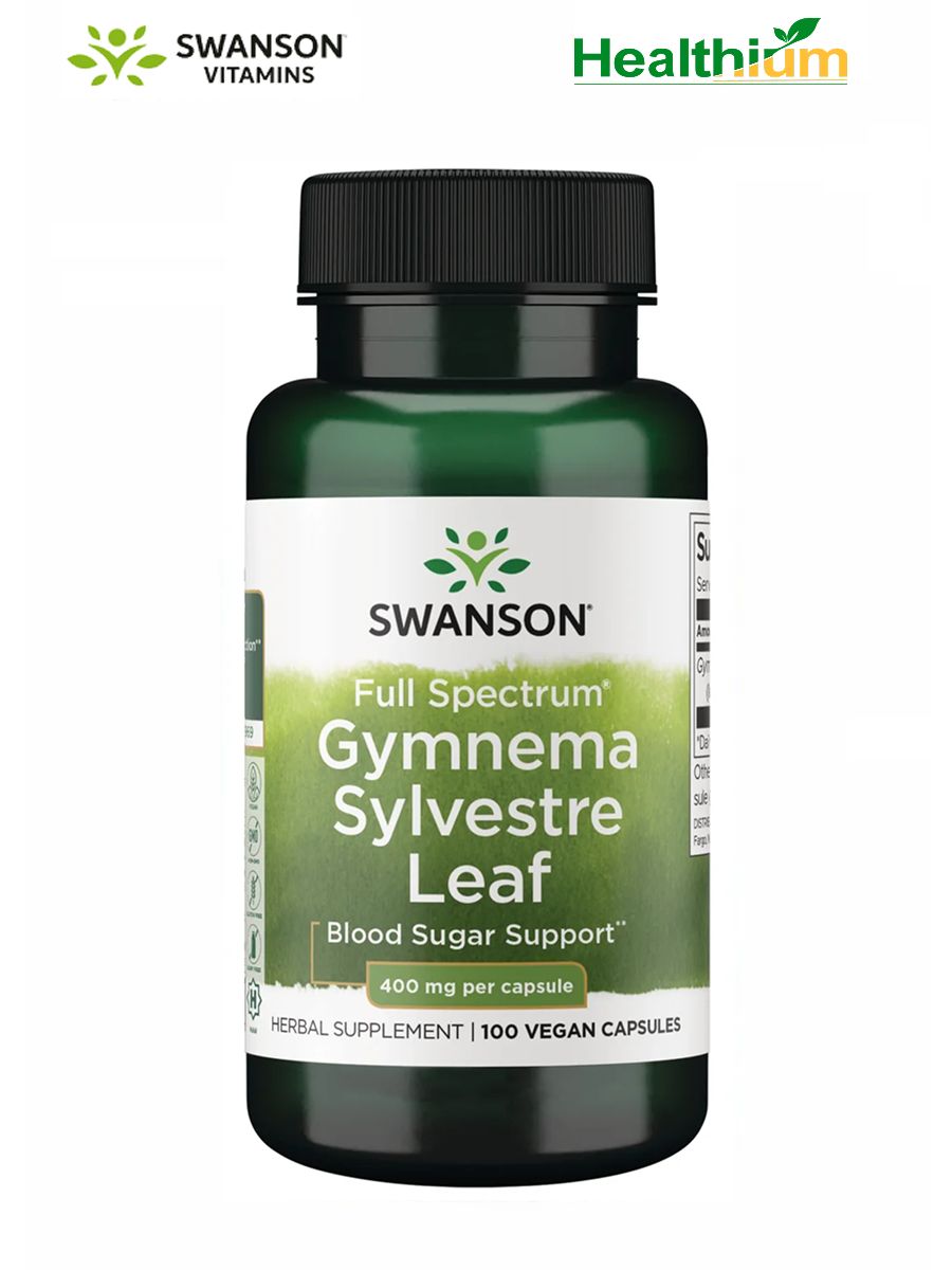 Swanson Full Spectrum Gymnema Sylvestre Leaf 400мг 100 капсул, Джимнема сильвестра лист, полный спектр действияАнтиоксидант, Способствует здоровому метаболизму глюкозы и обмену веществ, уменьшает тягу к сладкому