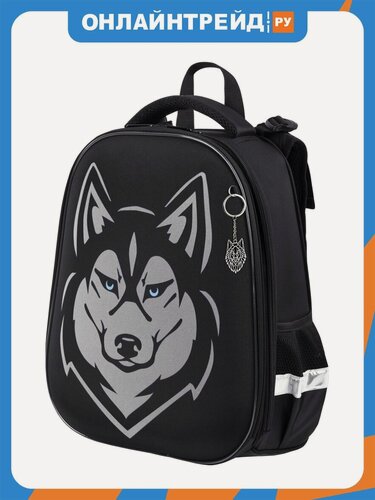 Изображение товара Ранец Brauberg SHINY, 2 отделения, с брелоком, "Husky", светящийся рисунок, 38х28х14 см, 271383