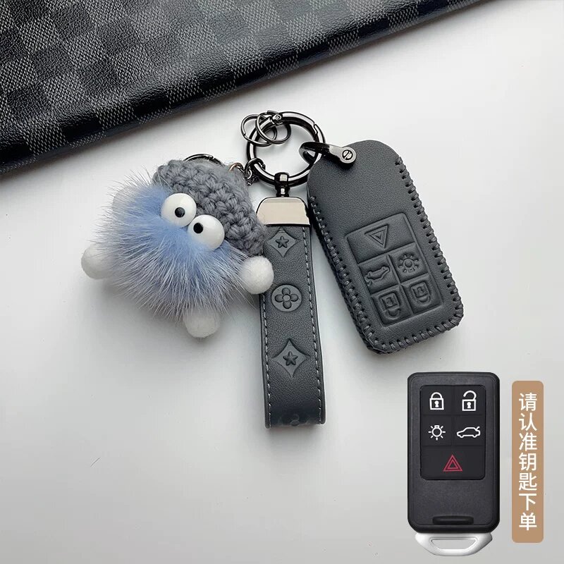 Чехол для ключа Volvo, стиль B, 5-кнопочный умный дизайн, цвет премиум серый, включает браслет и эксплозивный узор