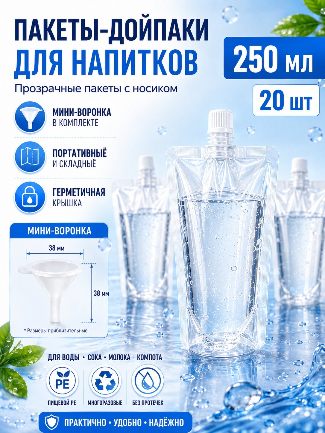 Пакет для продуктов 21x13x3 см, 20 шт