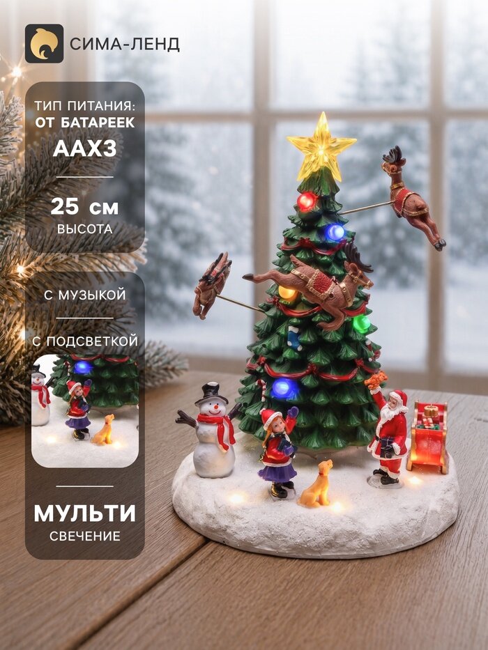 Фигура светодиодная «Елка» 25×18 см, муз, USB, AAx3 (не в комплекте), мульти