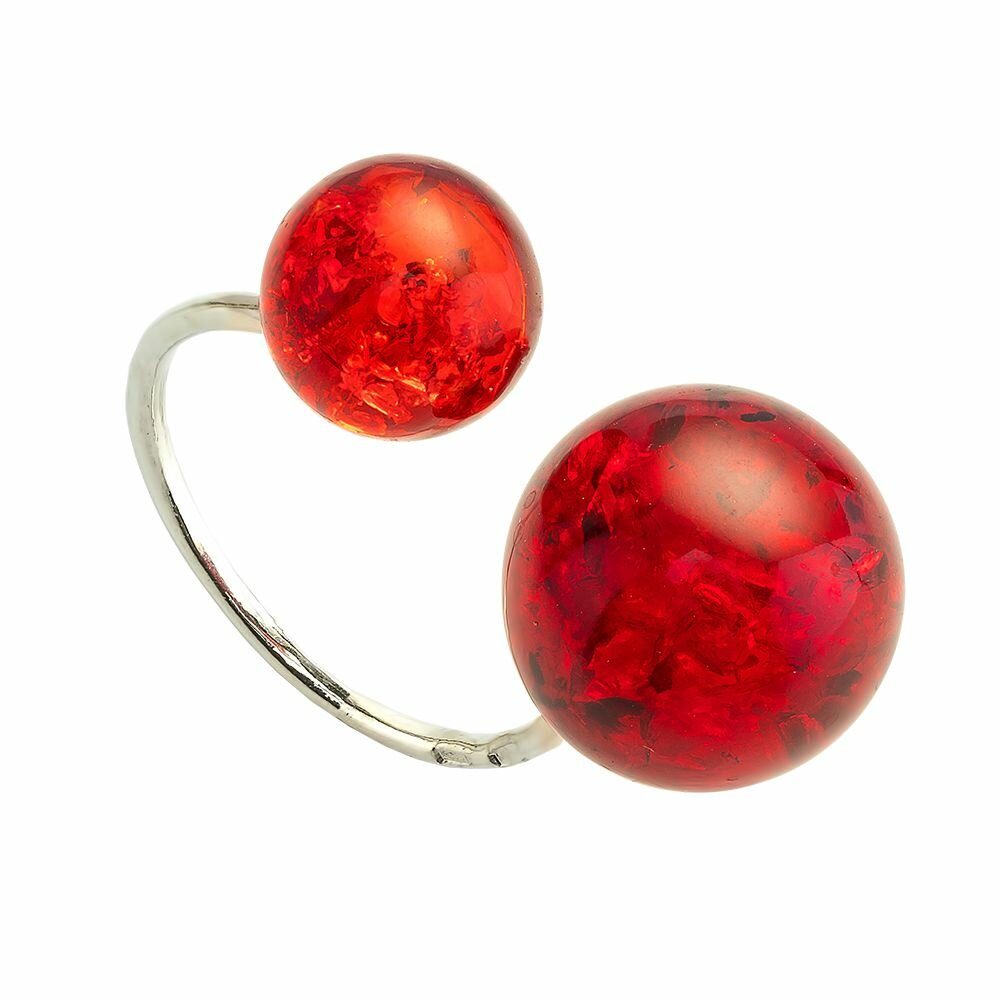 Кольцо Amberprofi, серебро, 925 проба, родирование, янтарь