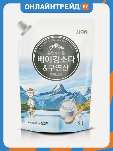 Изображение товара Средство для мытья посуды Lion Chamgreen с содой и лимонной кислотой, 1.2 л, мягкая упаковка