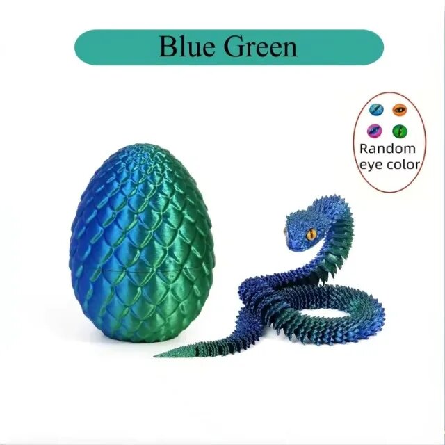 3D-печать Змея-дракон 30см с яйцами 8шт Laser Green Set