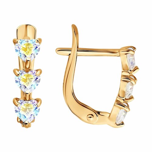 фото Серьги diamant online, красное золото, 585 проба, фианит, длина 1.1 см, , мультиколор