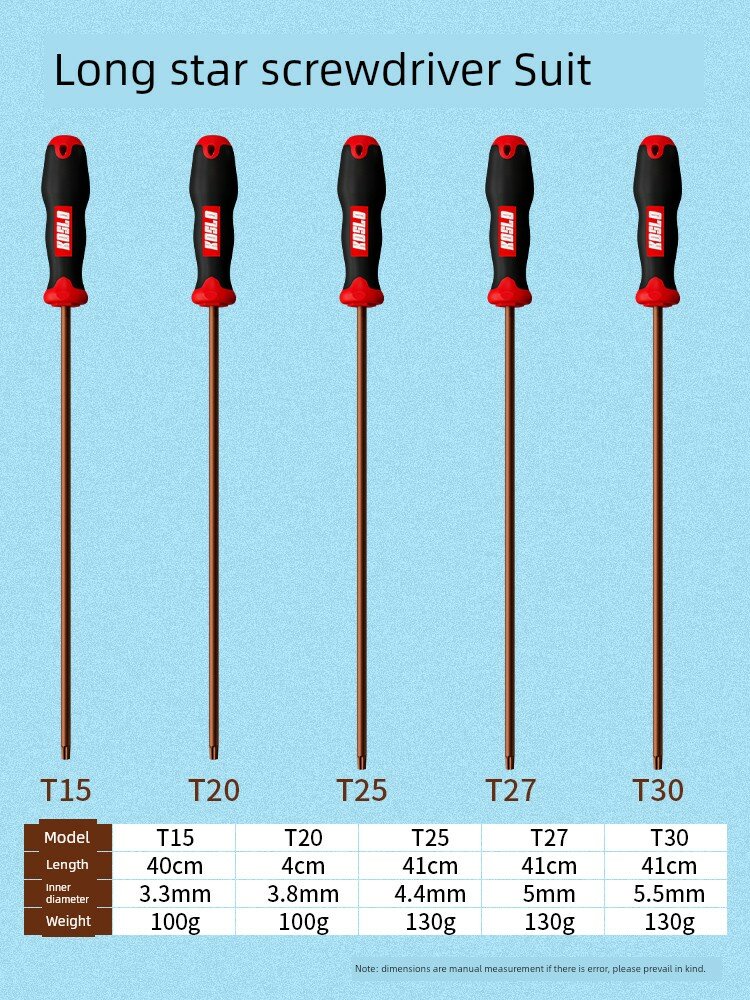Расширенный набор из 5 торксовых шуруповертов T15+T20+T25+T27+T30, профессиональный инструмент для автосервиса