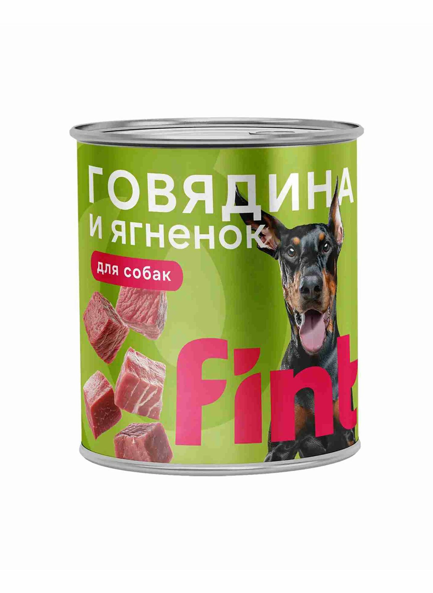FINT влажный корм для взрослых собак крупных пород с говядиной и ягненком, консервы в ж/б, 850 г