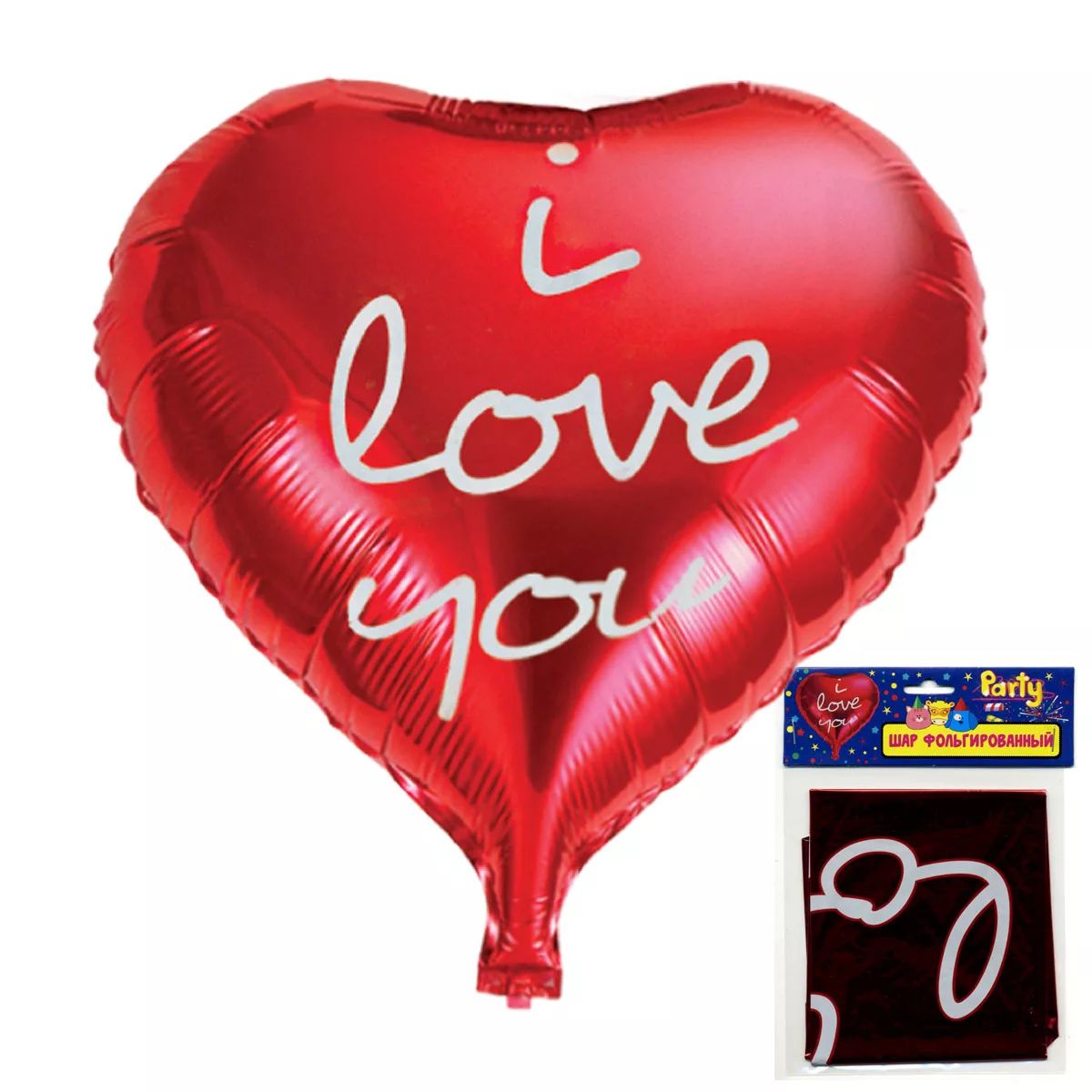 Шар воздушный надувной многоразовый фольгированный I love you сердце, 51*47 см